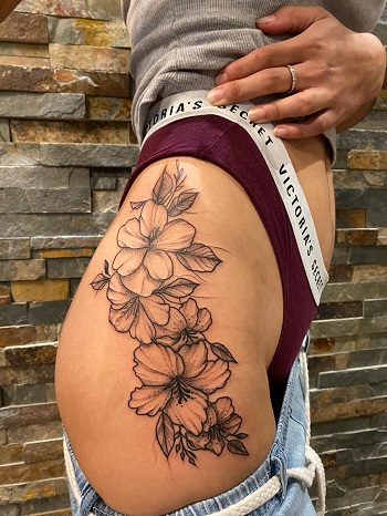 Flower Tattoo on hip