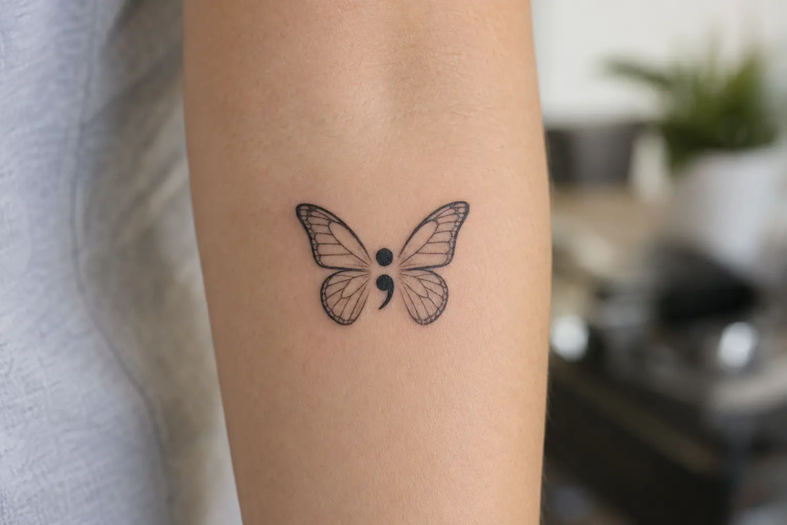 Semicolon Butterfly Tattoo