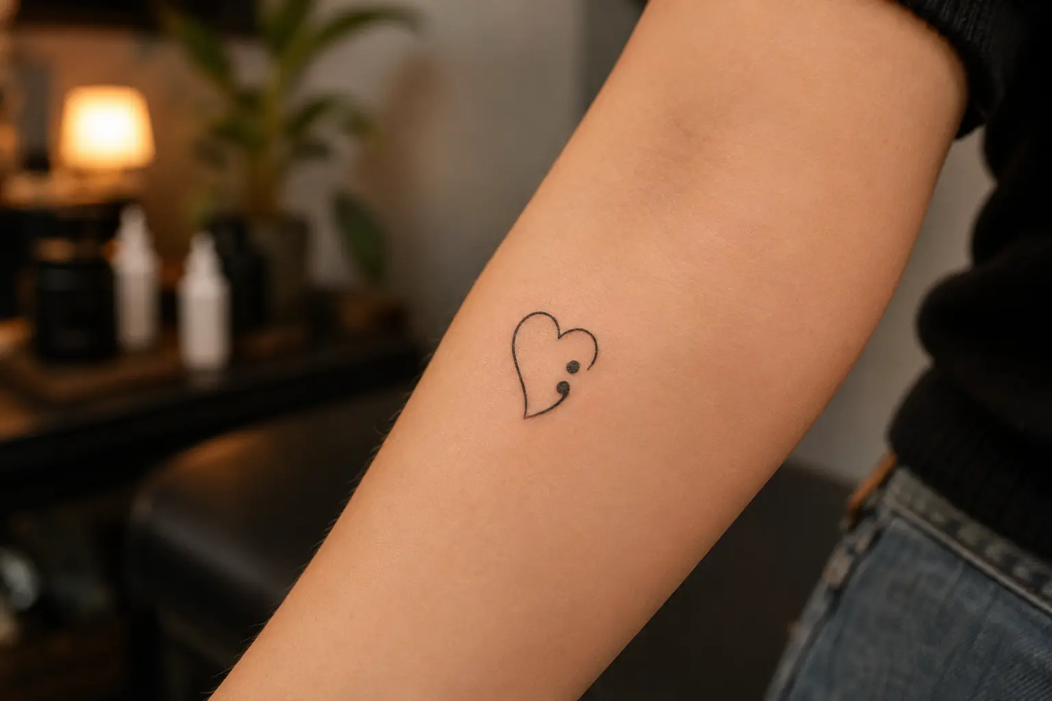 Semicolon Heart Tattoo