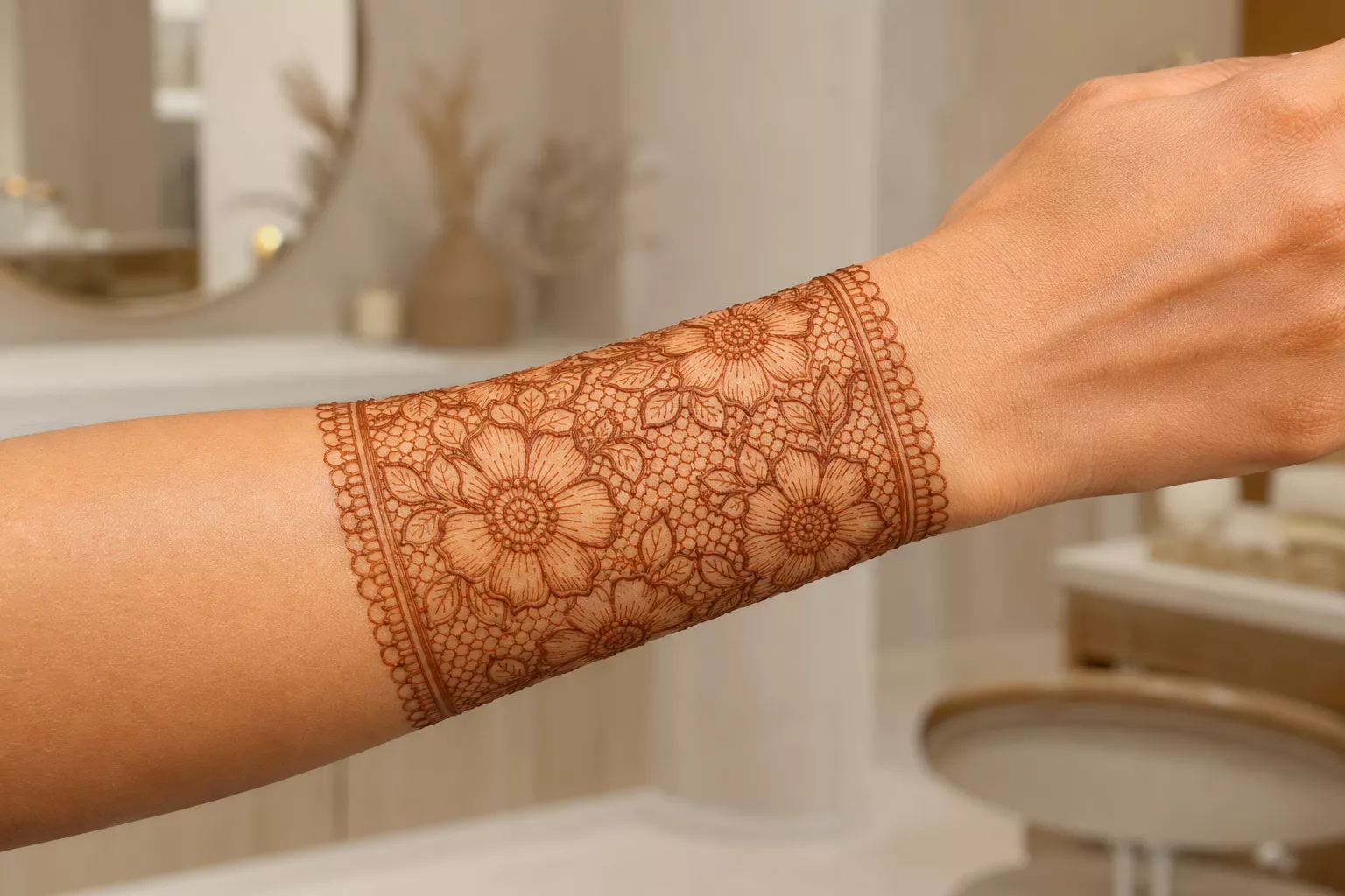 floral-lace-henna-cuff